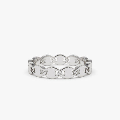 14K Gold Chain Link Ring | Solid Gold Stackable Band | Unisex Jewelry for Men & Women | VLOVE