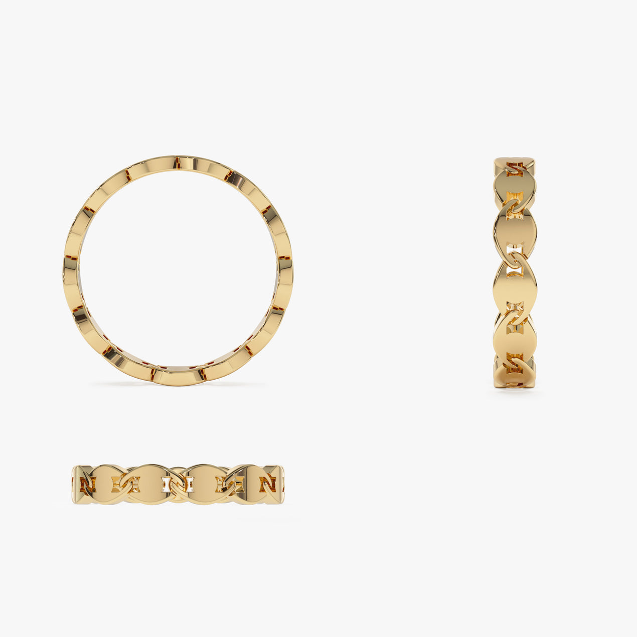 14K Gold Chain Link Ring | Solid Gold Stackable Band | Unisex Jewelry for Men & Women | VLOVE