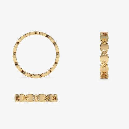 14K Gold Chain Link Ring | Solid Gold Stackable Band | Unisex Jewelry for Men & Women | VLOVE
