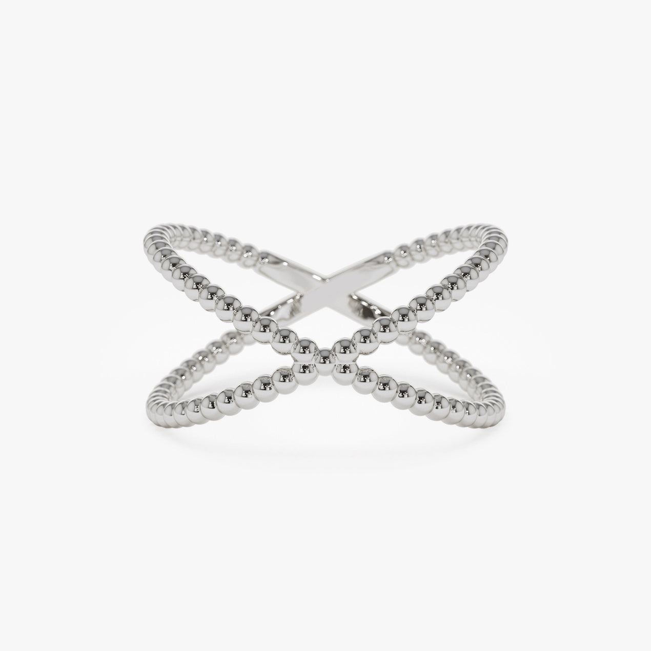 14K Beaded Cross Ring | Stackable Statement Jewelry | Handmade Gold Band for Women | VLOVE