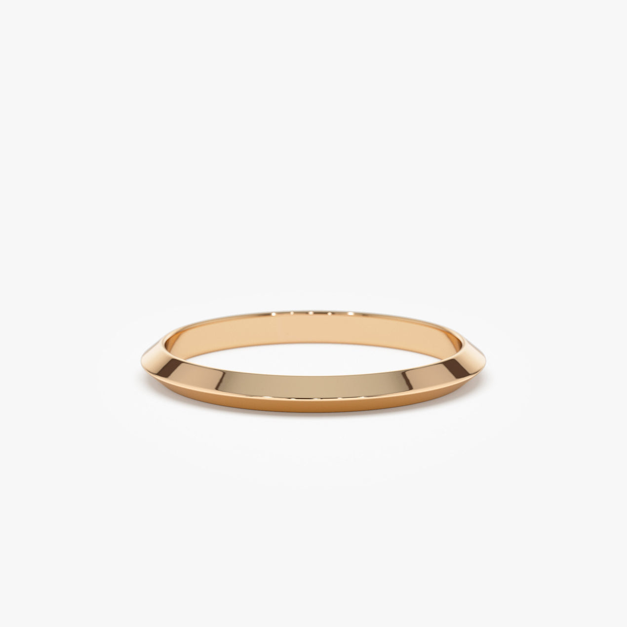 14K Knife Edge Wedding Band | 2MM Thin Comfort Fit Ring | Minimalist Gold Band for Women | VLOVE