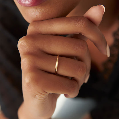 14K Knife Edge Wedding Band | 2MM Thin Comfort Fit Ring | Minimalist Gold Band for Women | VLOVE