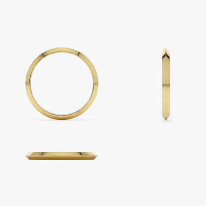 14K Knife Edge Wedding Band | 2MM Thin Comfort Fit Ring | Minimalist Gold Band for Women | VLOVE