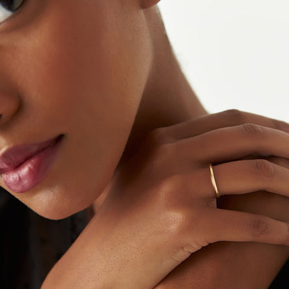 14K Knife Edge Wedding Band | 2MM Thin Comfort Fit Ring | Minimalist Gold Band for Women | VLOVE