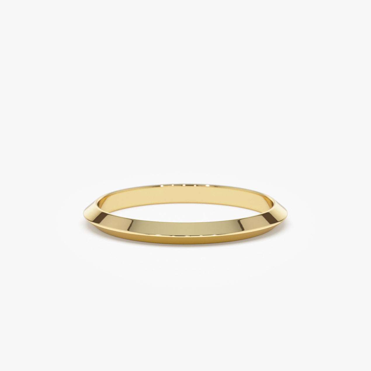 14K Knife Edge Wedding Band | 2MM Thin Comfort Fit Ring | Minimalist Gold Band for Women | VLOVE