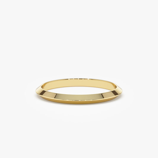 14K Knife Edge Wedding Band | 2MM Thin Comfort Fit Ring | Minimalist Gold Band for Women | VLOVE