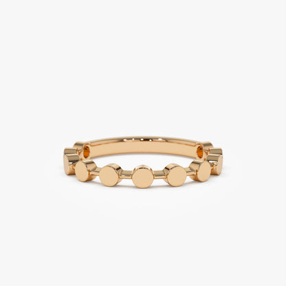 14K Geometric Bead Stacking Ring | Tiny Round Beads Design | Delicate Layering Jewelry | VLOVE