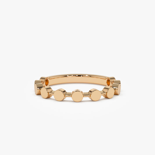 14K Geometric Bead Stacking Ring | Tiny Round Beads Design | Delicate Layering Jewelry | VLOVE