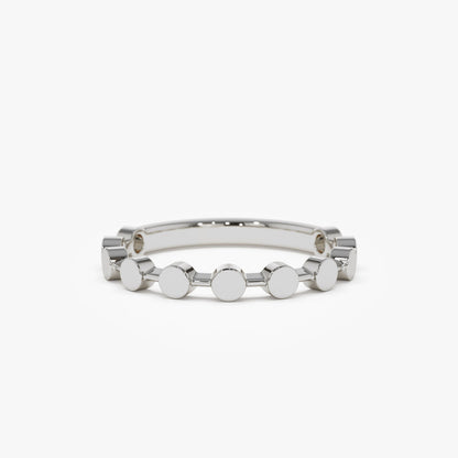14K Geometric Bead Stacking Ring | Tiny Round Beads Design | Delicate Layering Jewelry | VLOVE