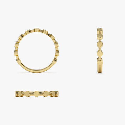 14K Geometric Bead Stacking Ring | Tiny Round Beads Design | Delicate Layering Jewelry | VLOVE