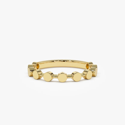 14K Geometric Bead Stacking Ring | Tiny Round Beads Design | Delicate Layering Jewelry | VLOVE