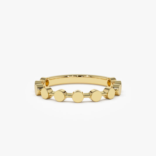 14K Geometric Bead Stacking Ring | Tiny Round Beads Design | Delicate Layering Jewelry | VLOVE