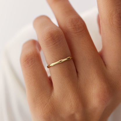 14K Gold Bamboo Ring | Dainty Minimalist Band | Nature Inspired Jewelry for Women