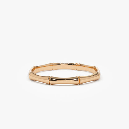 14K Gold Bamboo Ring | Dainty Minimalist Band | Nature Inspired Jewelry for Women