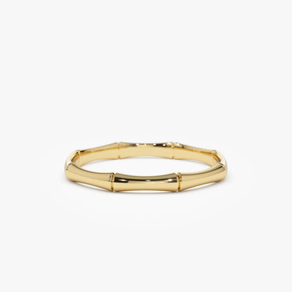 14K Gold Bamboo Ring | Dainty Minimalist Band | Nature Inspired Jewelry for Women