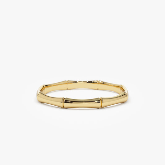 14K Gold Bamboo Ring | Dainty Minimalist Band | Nature Inspired Jewelry for Women