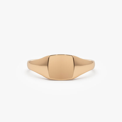 14K Solid Gold Square Signet Ring | Custom Engraving Wedding Band for Men & Women | VLOVE