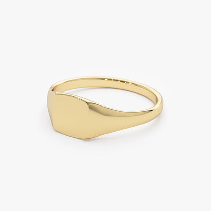 14K Solid Gold Square Signet Ring | Custom Engraving Wedding Band for Men & Women | VLOVE