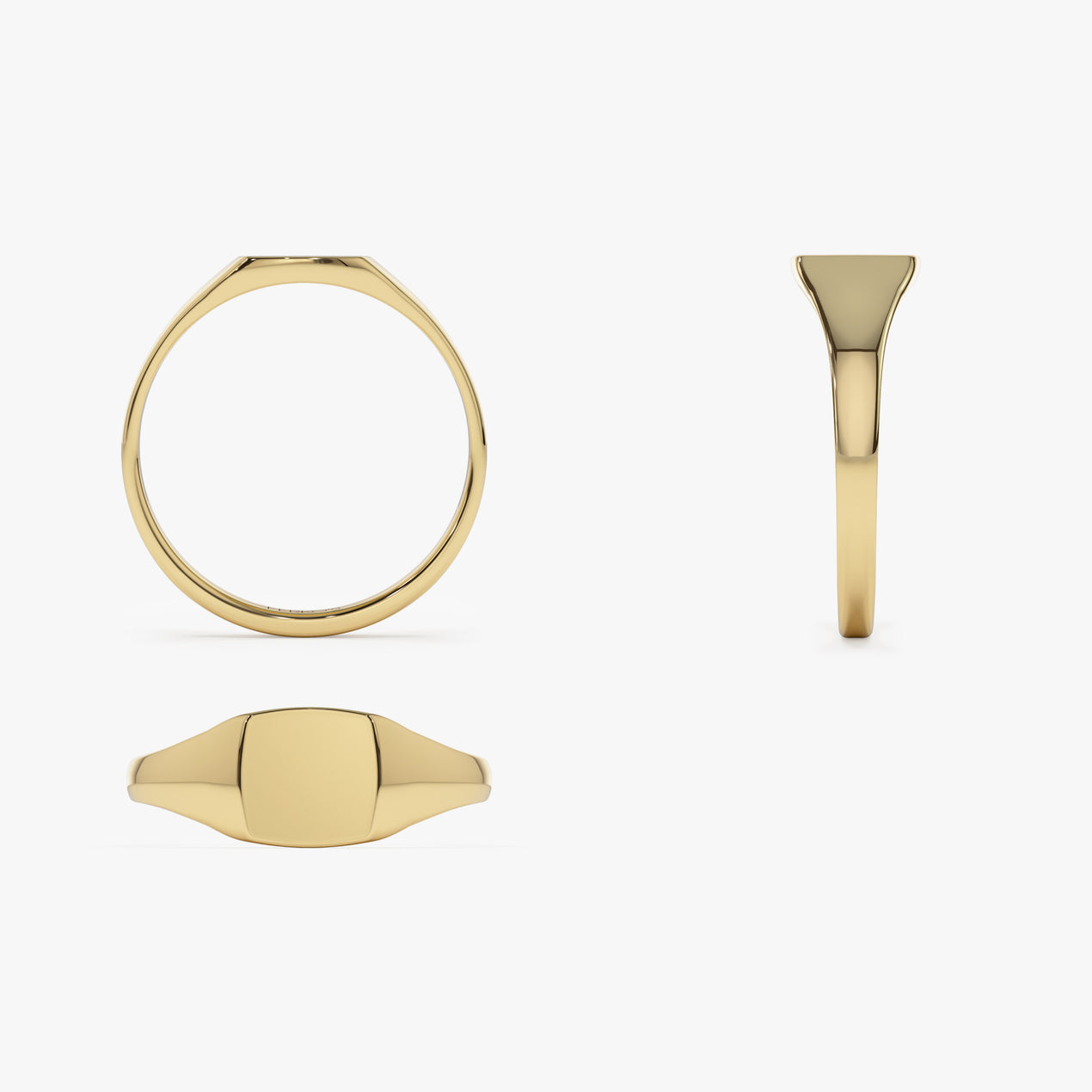 14K Solid Gold Square Signet Ring | Custom Engraving Wedding Band for Men & Women | VLOVE