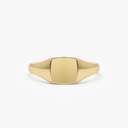14K Solid Gold Square Signet Ring | Custom Engraving Wedding Band for Men & Women | VLOVE