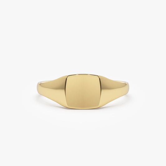 14K Solid Gold Square Signet Ring | Custom Engraving Wedding Band for Men & Women | VLOVE