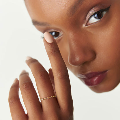 14K Gold Pyramid and Bead Stacking Ring | Geometric Minimalist Band for Women | Layering Jewelry | VLOVE