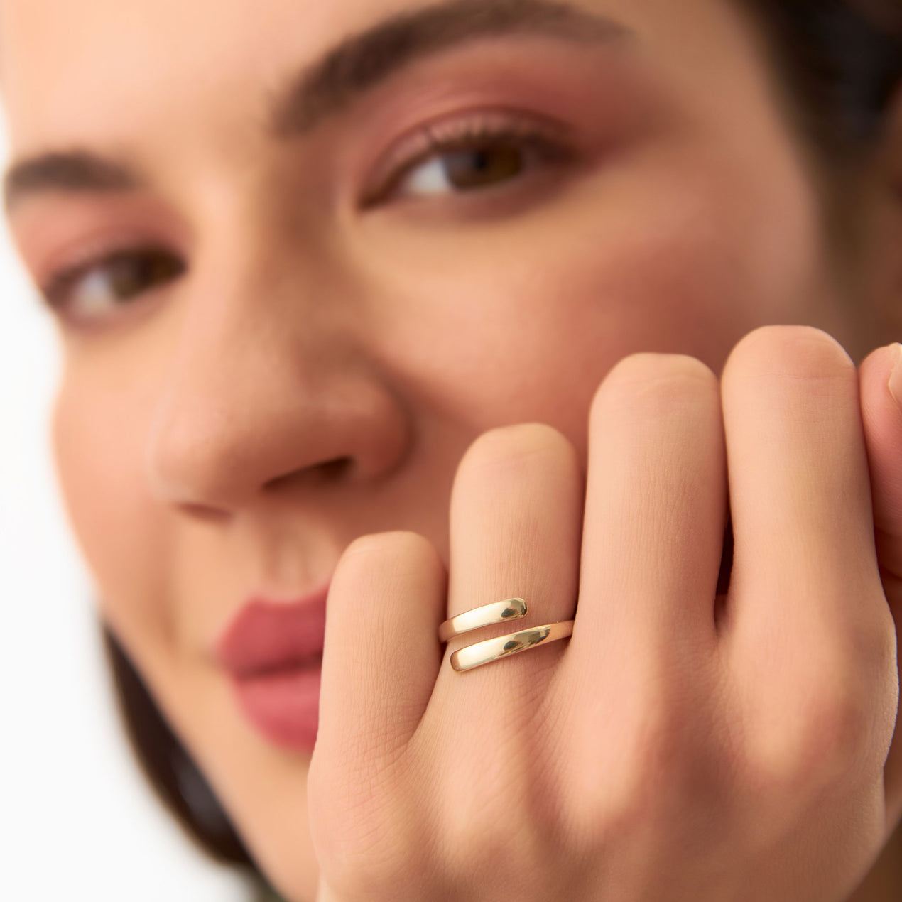 14K Gold Crossover Ring | Stackable Minimalist Band | Dainty Layering Ring for Women | VLOVE