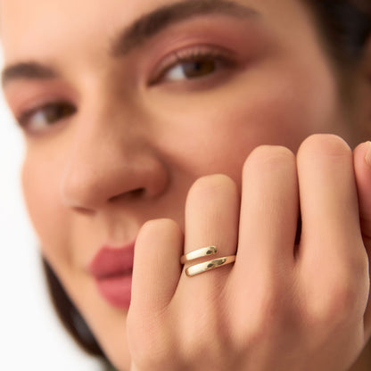 14K Gold Crossover Ring | Stackable Minimalist Band | Dainty Layering Ring for Women | VLOVE