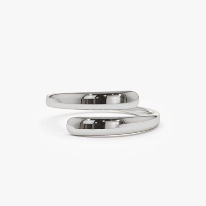 14K Gold Crossover Ring | Stackable Minimalist Band | Dainty Layering Ring for Women | VLOVE