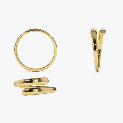 14K Gold Crossover Ring | Stackable Minimalist Band | Dainty Layering Ring for Women | VLOVE