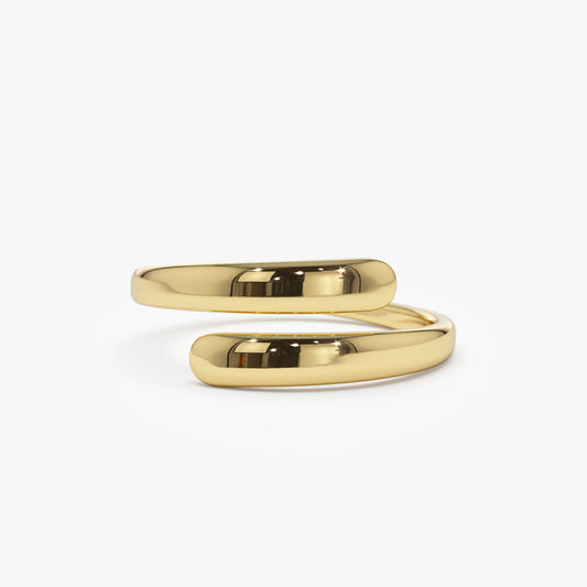 14K Gold Crossover Ring | Stackable Minimalist Band | Dainty Layering Ring for Women | VLOVE