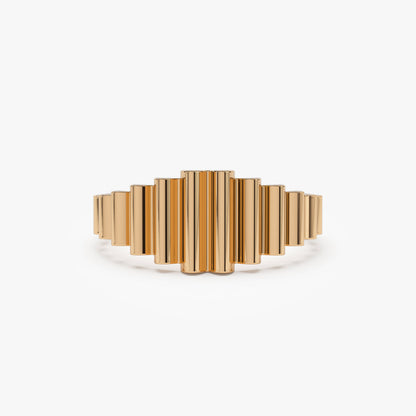 14K Fluted Graduating Ring | Bold Statement Band | Wide Stacking Jewelry for Women | VLOVE
