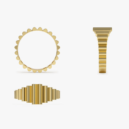 14K Fluted Graduating Ring | Bold Statement Band | Wide Stacking Jewelry for Women | VLOVE