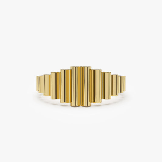 14K Fluted Graduating Ring | Bold Statement Band | Wide Stacking Jewelry for Women | VLOVE
