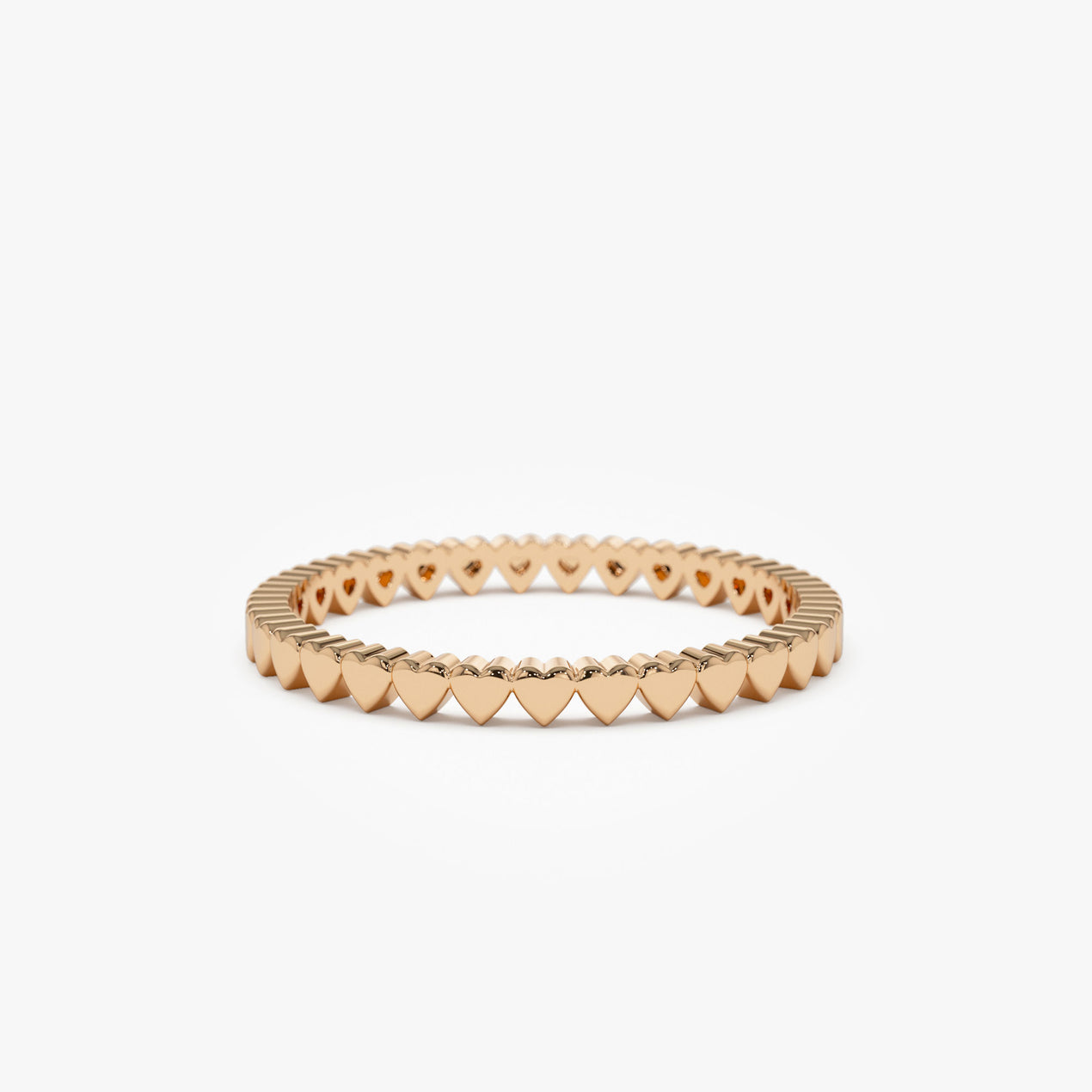 14K Mini Heart Eternity Ring | Solid Gold Stacking Band | Romantic Jewelry for Women | VLOVE