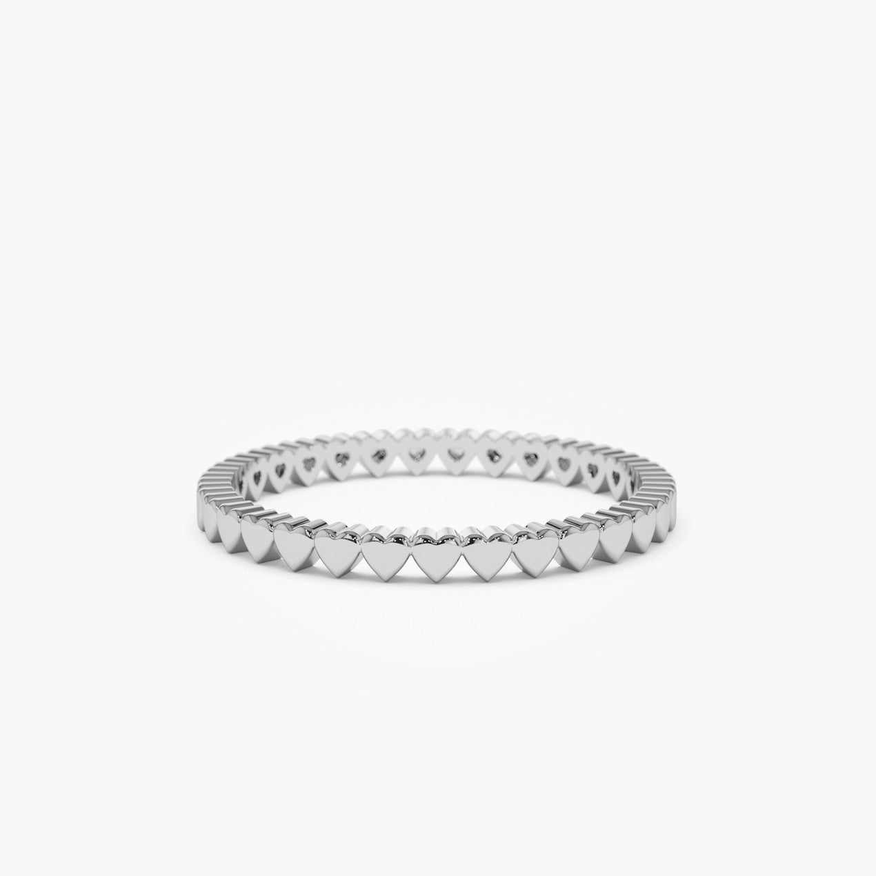 14K Mini Heart Eternity Ring | Solid Gold Stacking Band | Romantic Jewelry for Women | VLOVE
