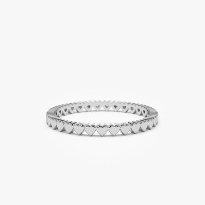 14K Mini Heart Eternity Ring | Solid Gold Stacking Band | Romantic Jewelry for Women | VLOVE