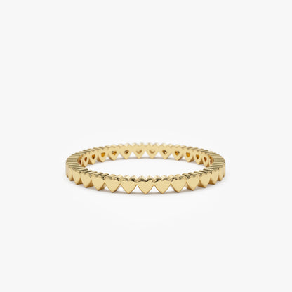 14K Mini Heart Eternity Ring | Solid Gold Stacking Band | Romantic Jewelry for Women | VLOVE