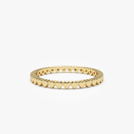 14K Mini Heart Eternity Ring | Solid Gold Stacking Band | Romantic Jewelry for Women | VLOVE