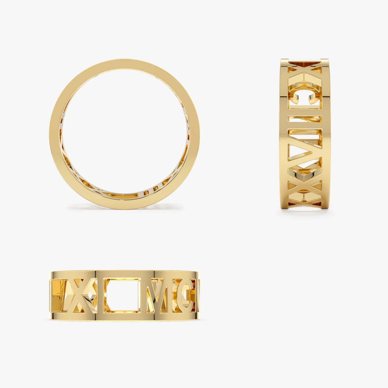 14K Roman Numeral Ring | Personalized Date Jewelry | Custom Engraving Band for Men & Women | VLOVE