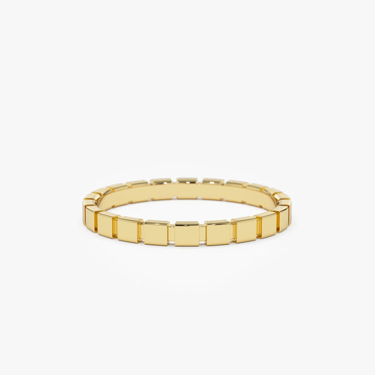 14K Geometric Square Stacking Ring | Modern Minimalist Band | Architectural Jewelry for Women
