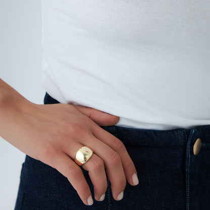 14K Gold Dome Statement Ring | Chunky Graduating Band | Bold Stacking Jewelry for Women
