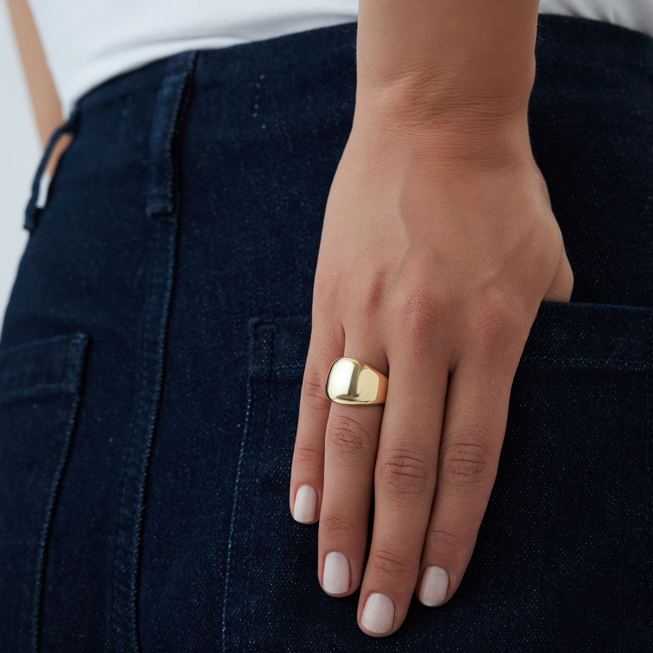 14K Gold Dome Statement Ring | Chunky Graduating Band | Bold Stacking Jewelry for Women