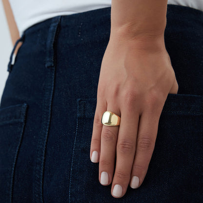 14K Gold Dome Statement Ring | Chunky Graduating Band | Bold Stacking Jewelry for Women