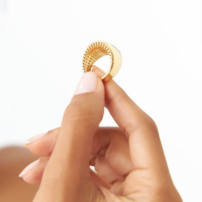 14K Gold Dome Statement Ring | Chunky Graduating Band | Bold Stacking Jewelry for Women