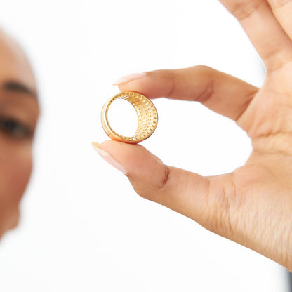 14K Gold Dome Statement Ring | Chunky Graduating Band | Bold Stacking Jewelry for Women