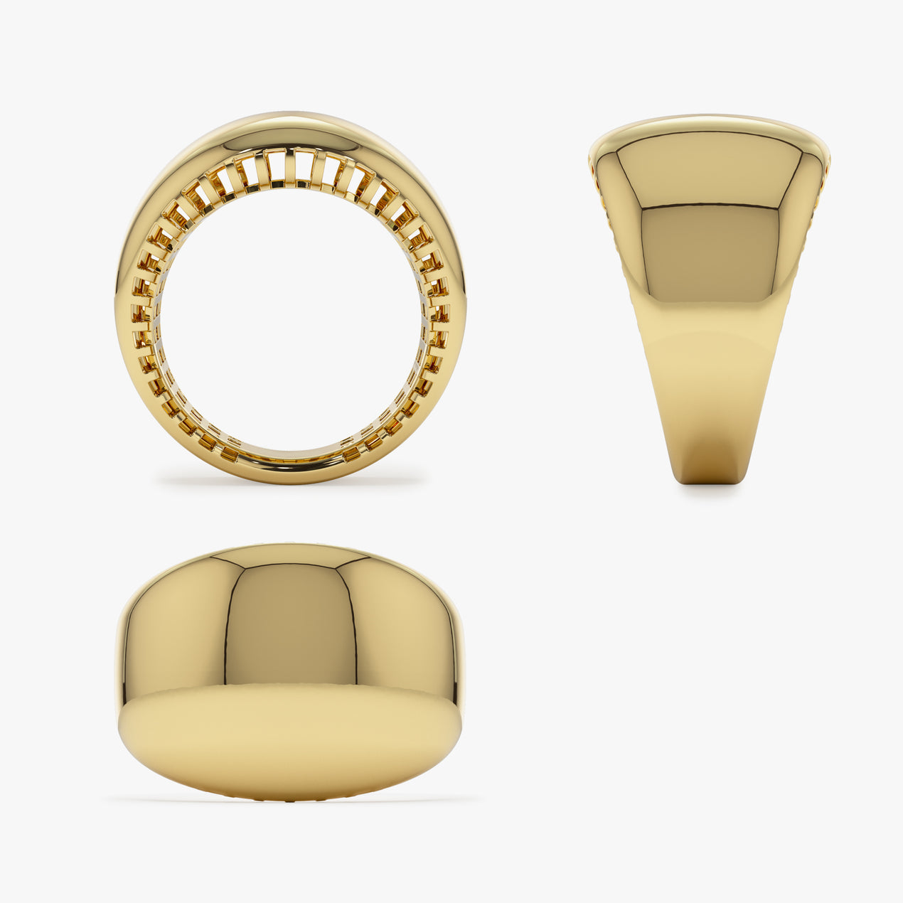 14K Gold Dome Statement Ring | Chunky Graduating Band | Bold Stacking Jewelry for Women