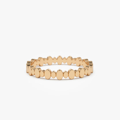 14K Gold Alternating Size Oval Ring | Stackable Minimalist Band for Women | Layering Jewelry | VLOVE