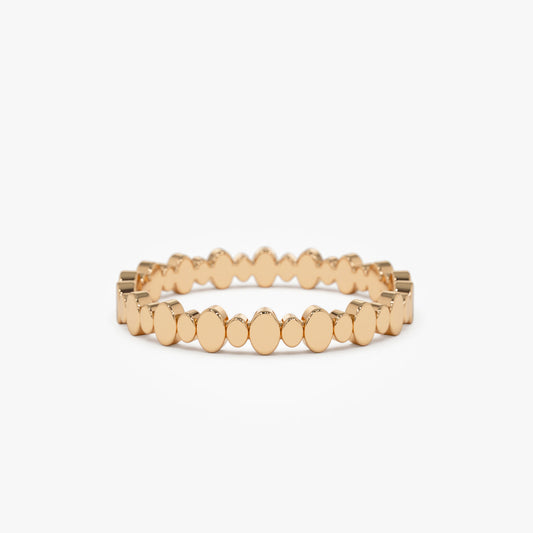 14K Gold Alternating Size Oval Ring | Stackable Minimalist Band for Women | Layering Jewelry | VLOVE