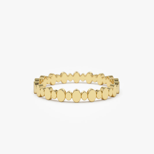 14K Gold Alternating Size Oval Ring | Stackable Minimalist Band for Women | Layering Jewelry | VLOVE